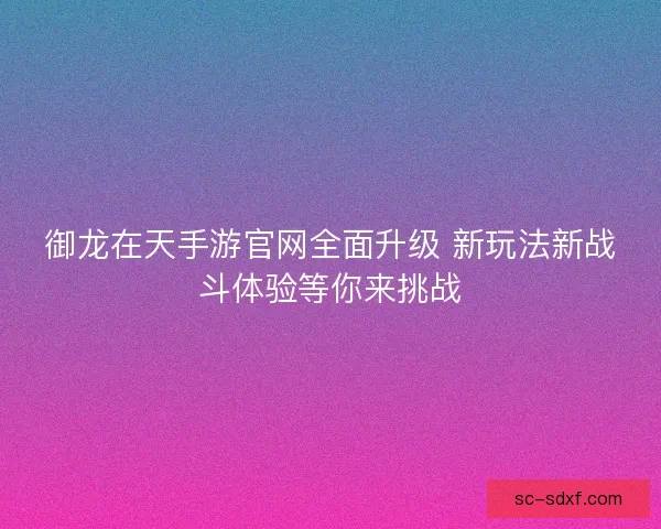 御龙在天手游官网全面升级 新玩法新战斗体验等你来挑战
